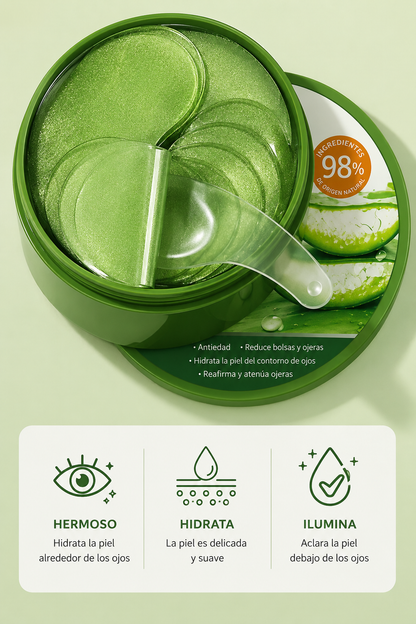 Parches para Ojeras De Aloe Vera y Colágeno | 60 Mascarillas Hidratantes para Ojos