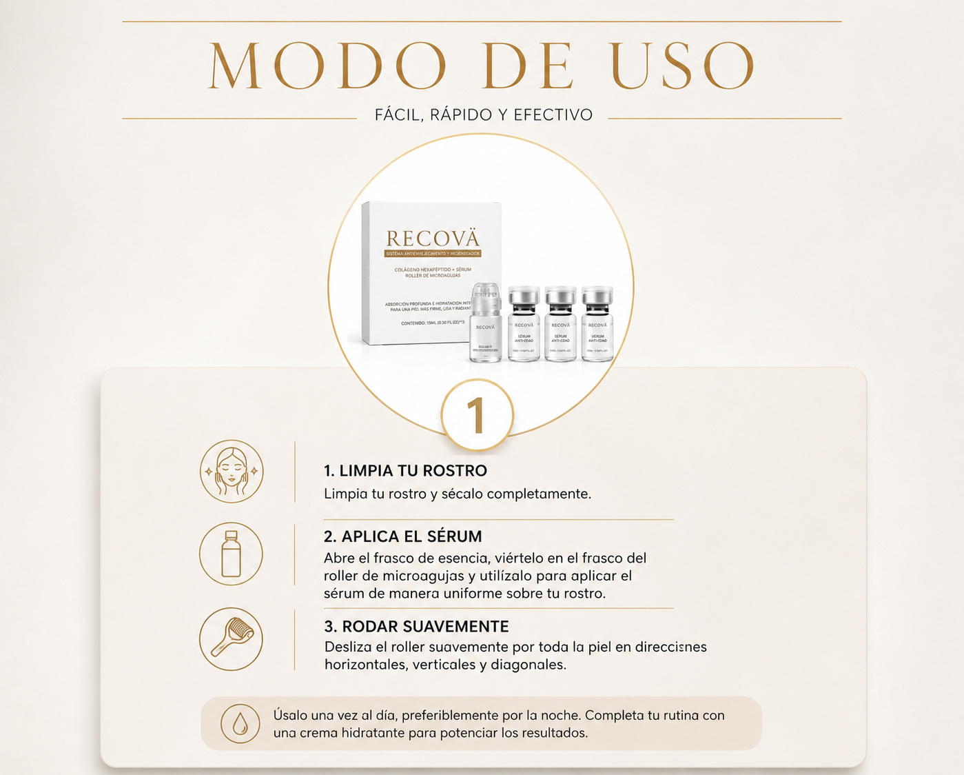 Set Sérum de Microneedling Facial con Colágeno, Ácido Hialurónico y Hexapéptidos