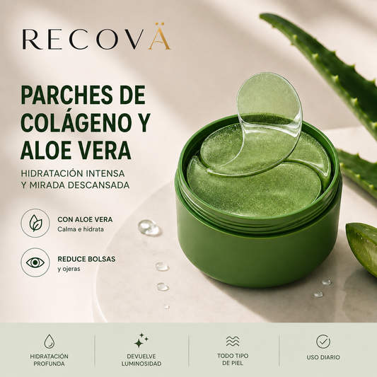 Parches para Ojeras De Aloe Vera y Colágeno | 60 Mascarillas Hidratantes para Ojos
